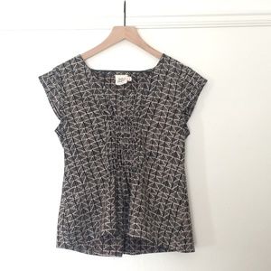 Black and Cream summer top with cap sleeves